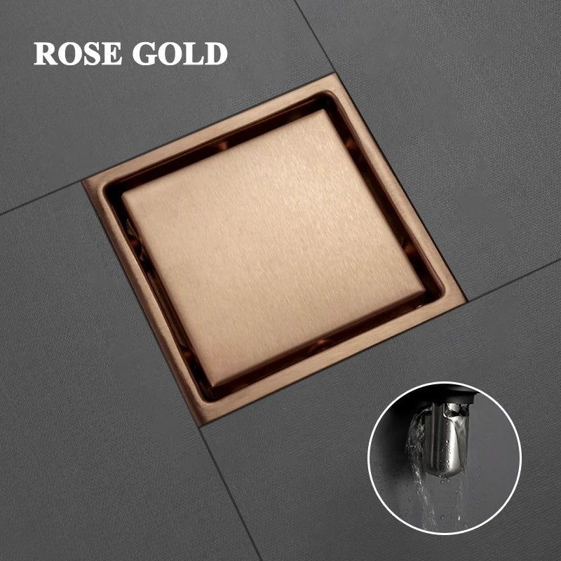 Bathroom Balcony Kitchen Stainless Steel Square Floor Drain Shower Drainers Multi-Color Style Invisible Tile Insert Floor Drains