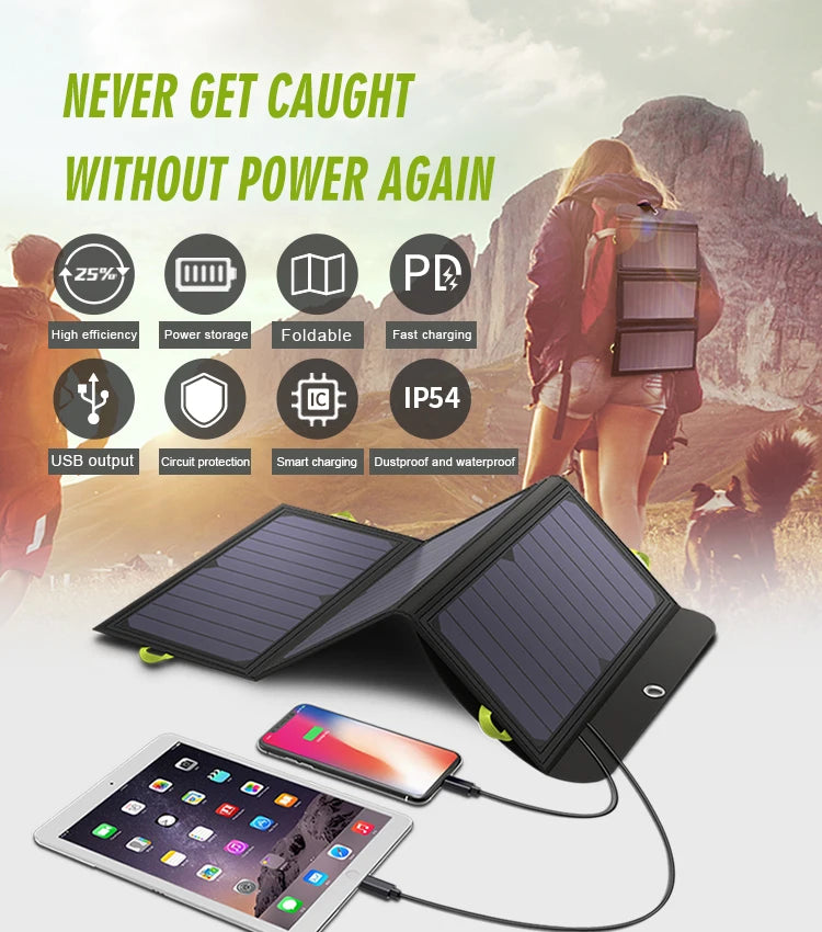 ALLPOWERS Foldable Solar Panel 5V 21W Portable Solar Charger Waterproof Solar Battery for Mobile Phone Outdoor Camping Hiking RV