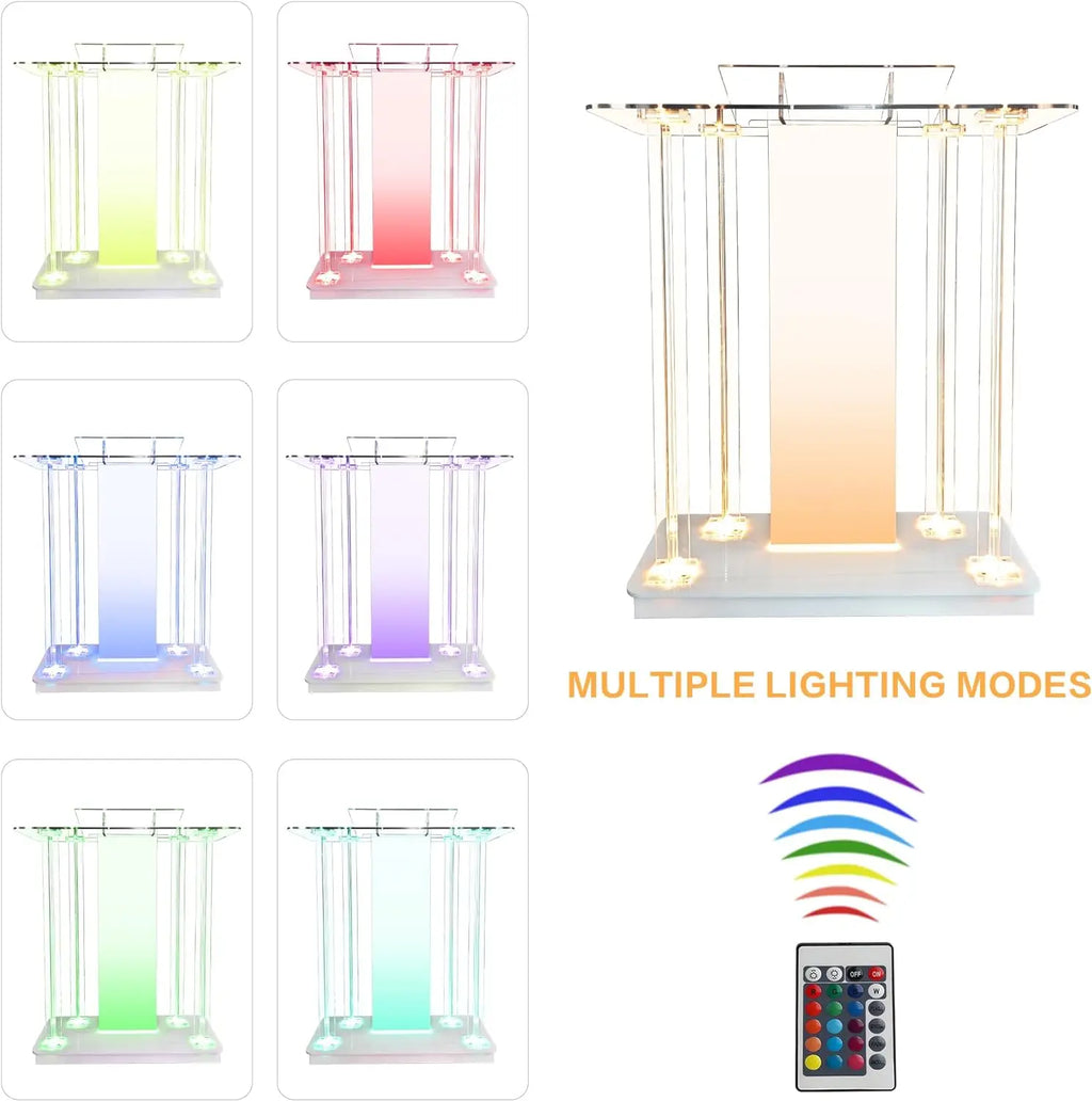 Acrylic Podium With Led Lights Floor Transparent Podium With Casters Used for School Church Podium