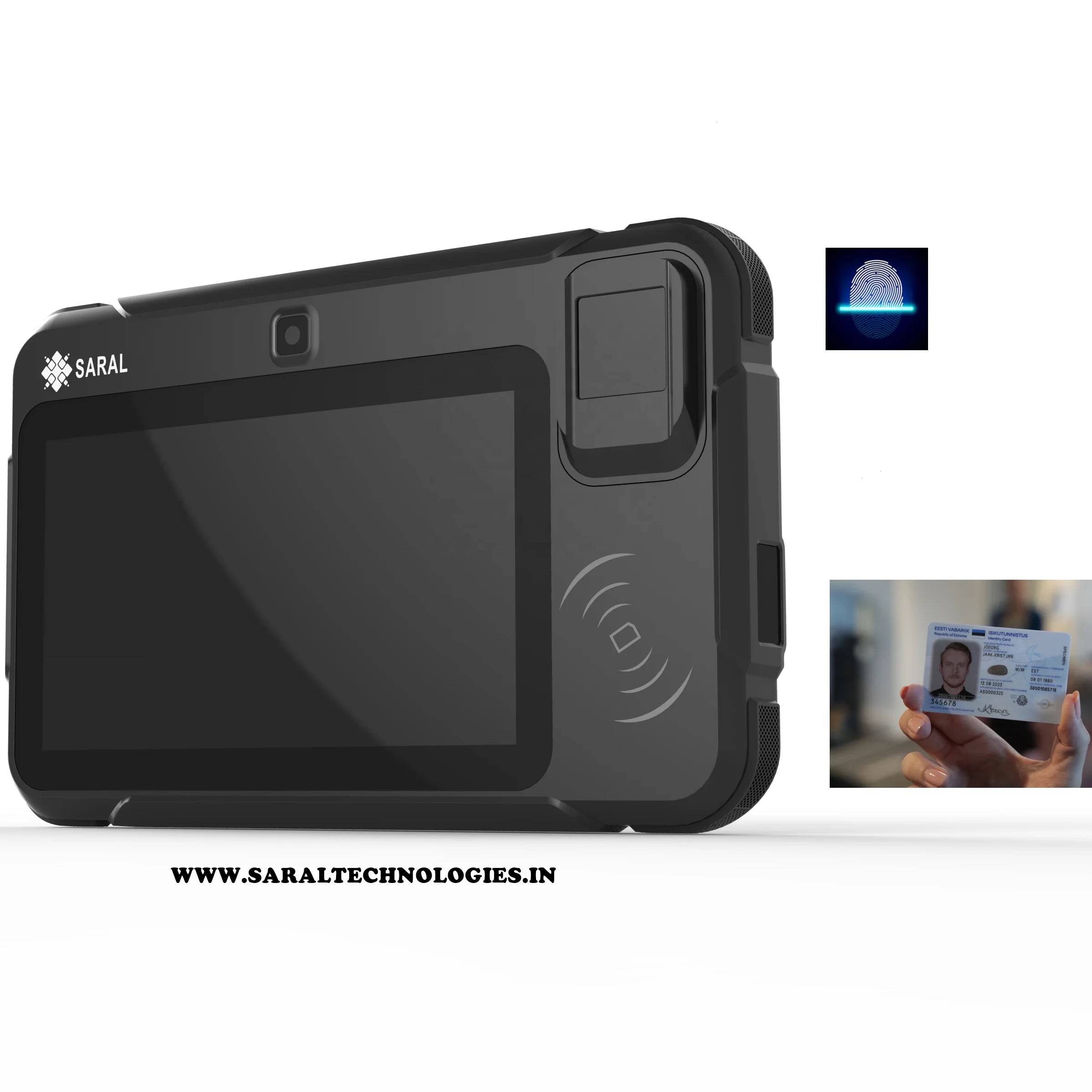 STQC Certified IP54 Grade 7" Android 8.1 Rugged Tablet PC MTK Quad Core 1.3GHz Processor NFC RFID Barcode Reader Fingerprint