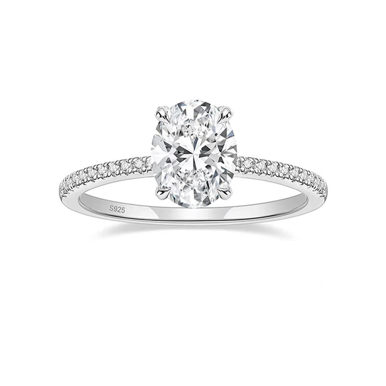 Elegant Luxurious 2-Carat Moissanite Oval Ring in S925 Silver Elegant and Luxurious Product Category Moissanite Rings