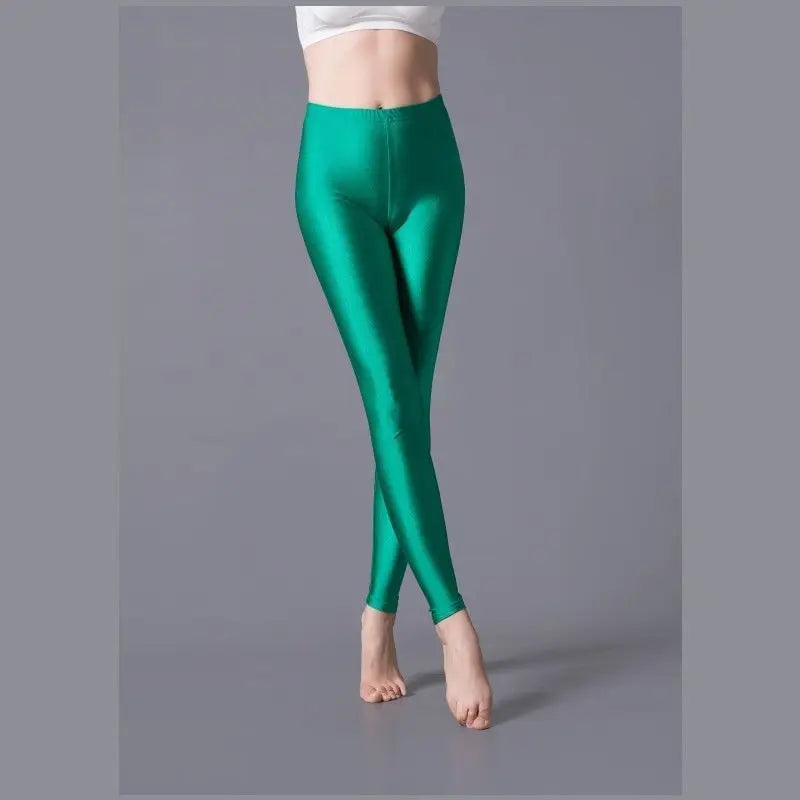Women Shiny Pant Leggings Hot Selling Leggings Solid Color Fluorescent Spandex Elasticity Casual Trousers Shinny Legging