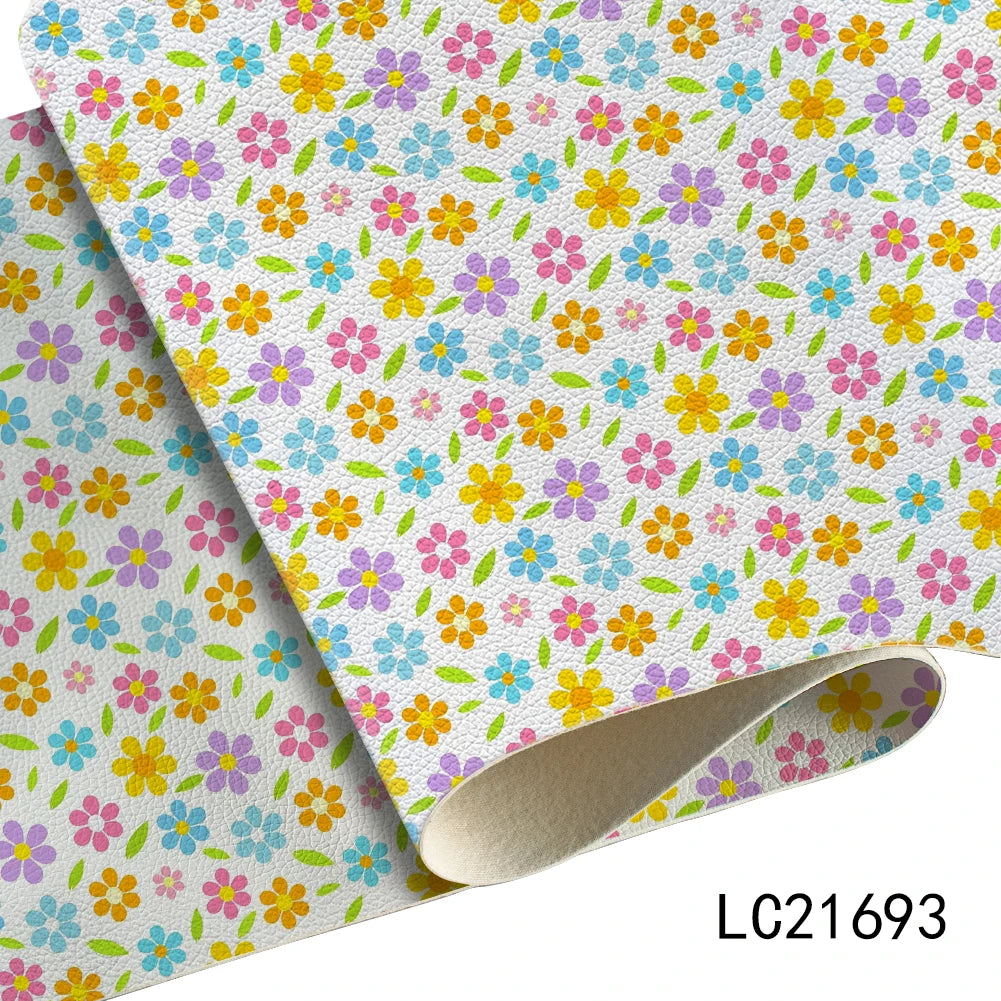 Easter Egg  Litchi Printed PU  Leather Faux Sheets Design  Festival Leather for Bags Hair Bow Shoes 30*136 cm