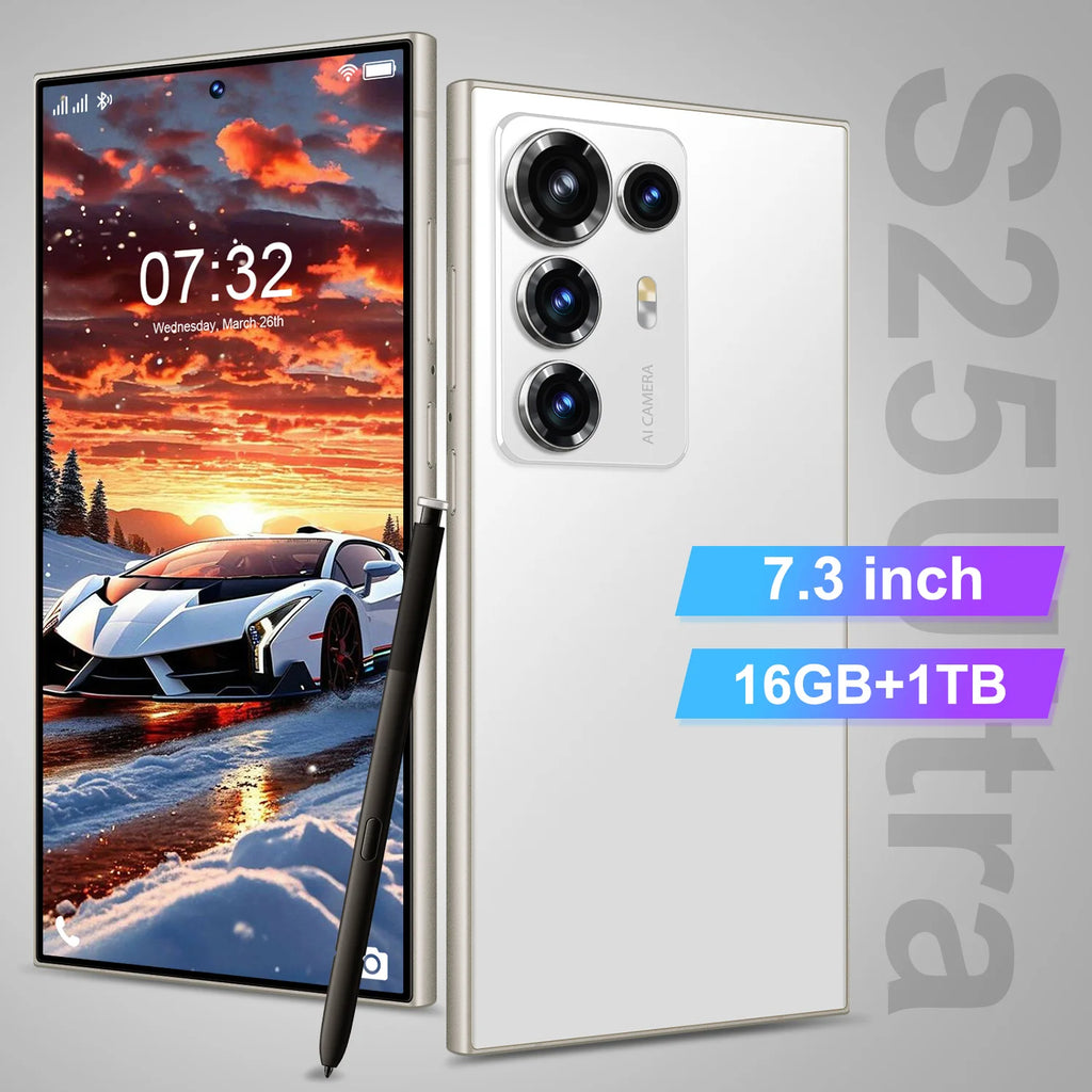 S25 ULTRA 5G Smartphone 7.3 Inch HD Screen 8800mAh Battery 108MP Camera DecaCore Phone CPU MTK Processor LTE CDMA Mobile Phones