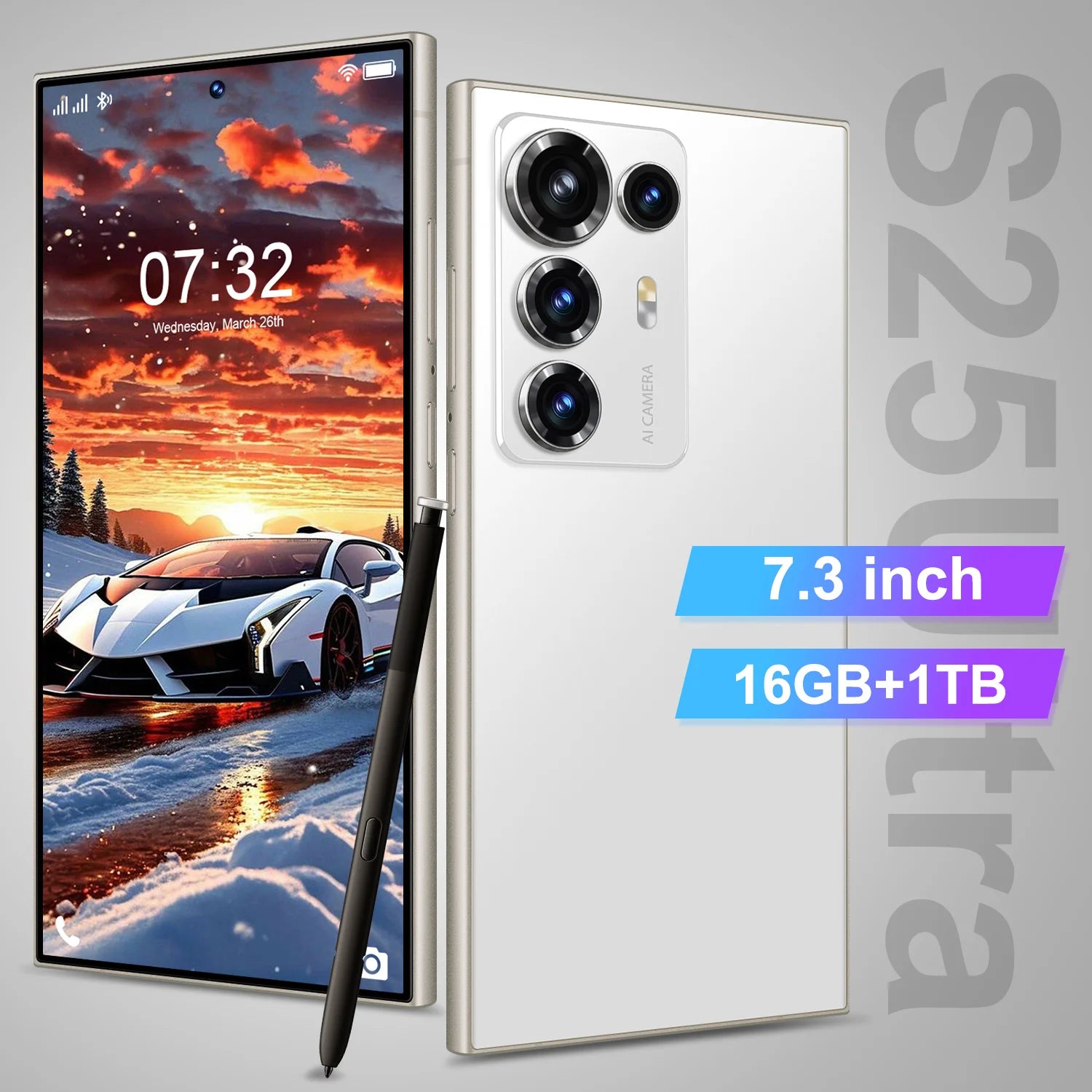 S25 ULTRA 5G Smartphone 7.3 Inch HD Screen 8800mAh Battery 108MP Camera DecaCore Phone CPU MTK Processor LTE CDMA Mobile Phones