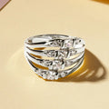 Wholesale New Trendy Ring 14K Gold Filled Zircon Rings Fashion Jewelry Four Rows Laminated Unisex Engagement Gift Party Wedding