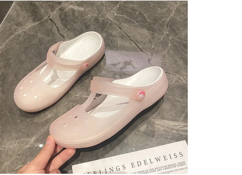 New Summer Jelly Sandals Women Outdoor Casual Slip On Garden Beach Shoes Female Rubber Clogs Non-slip Slides Breathable Slippers