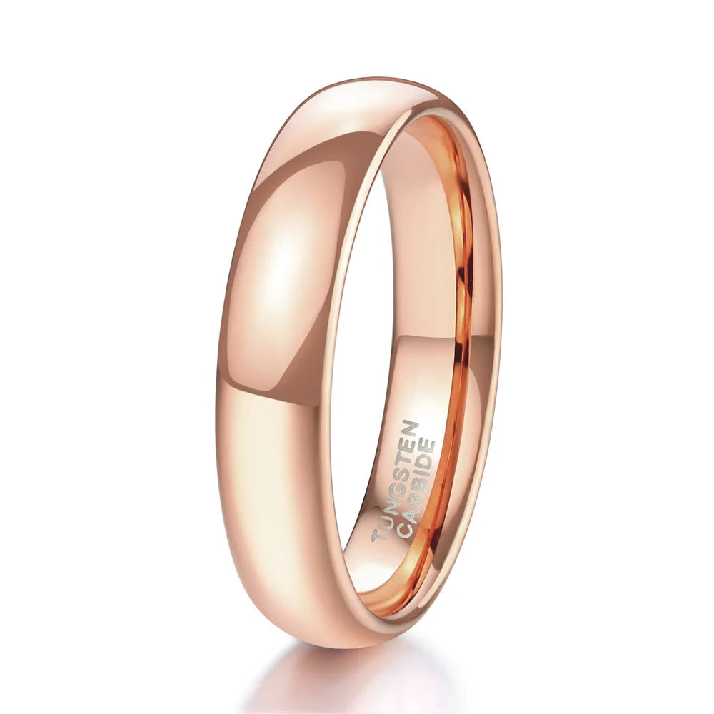 OAHLAN Fashion Jewelry 2mm 4mm 6mm Polished Domed Rose Gold Plated Tungsten Rings for Men Women Wedding Engagement Anniversary