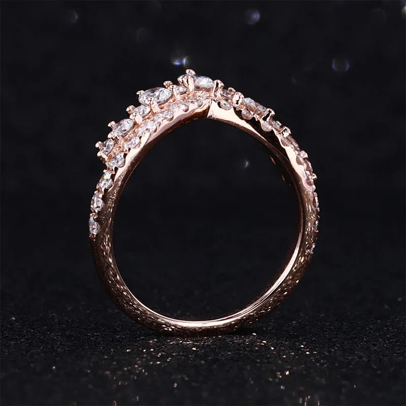 Hot Online Sale Wedding Jewelry Crown Band Ring Rose Gold Lab Created Diamond Stone CLASSIC Gemstone Rings 3mm Engagement Ring