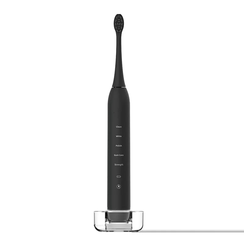 Rechargeable IPX8 OEM Custom Black Wireless Automatic Whitening Sonic Electric Toothbrush 4 Modes