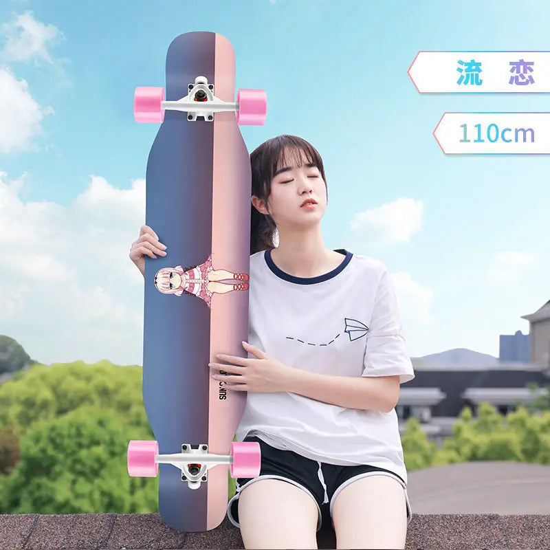 Beginners Long Board Skateboard Female Male Adults Students Teenagers Four-Wheel Magnesium Alloy Walking Dance Board China