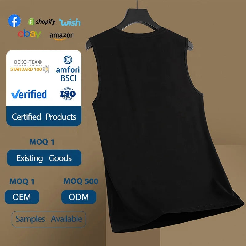 Summer Thin Cool Sports Sleeveless T-shirt Breathable Sweat Absorbing Fitness Loose Sports Men's Tank Top