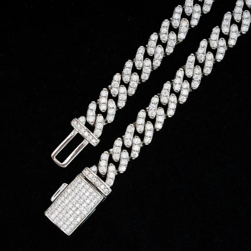 RTS Factory's 6-8mm Moissanite Cuban Link Necklace 925 Sterling Silver for Men & Women Hip Hop Style From Factory Direct Source