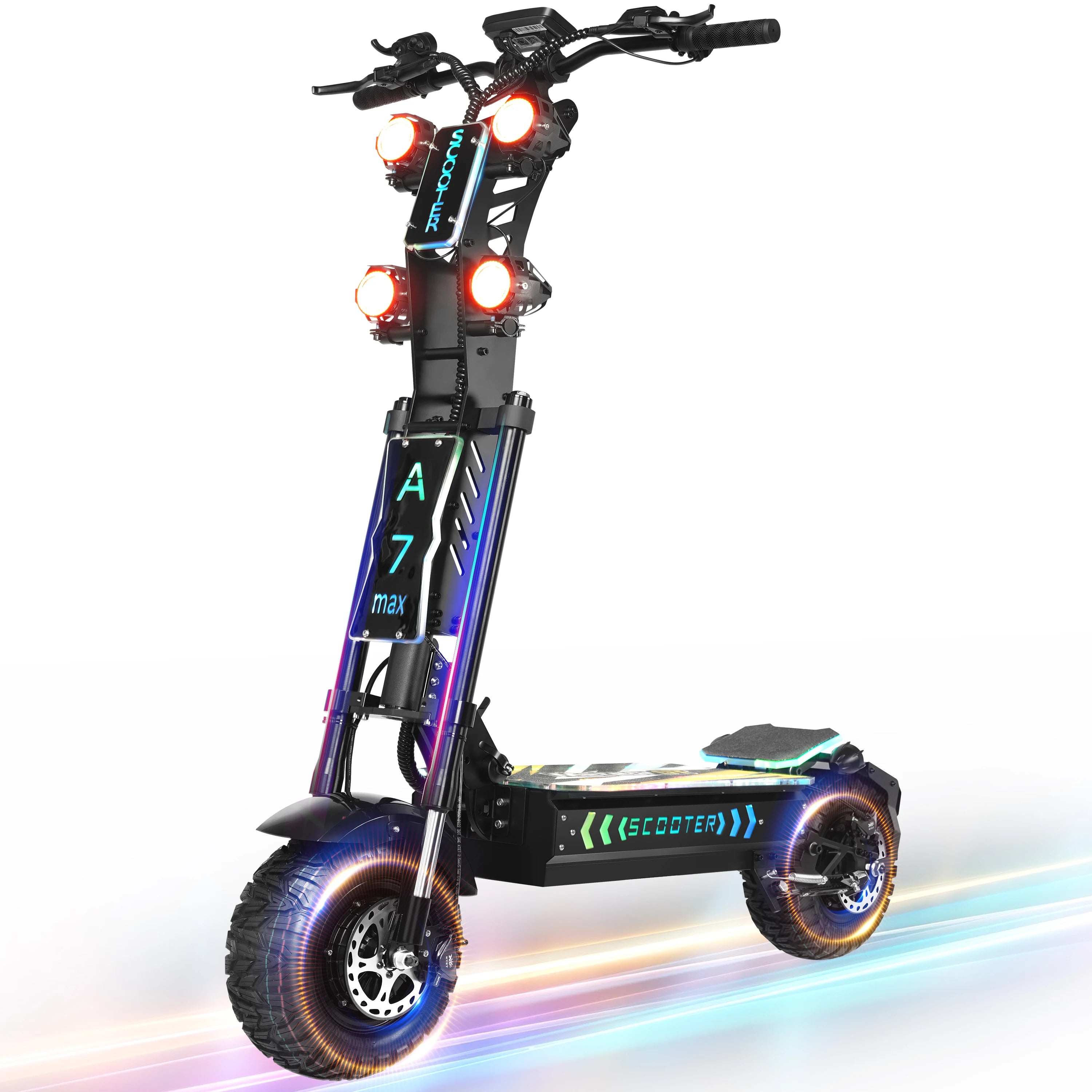 US EU Stock Scooter for Adults 5000W72V Dual Motor Removable Battery 13"Off-Road Tires 65 Mile Range Folding A7max Monopattino E