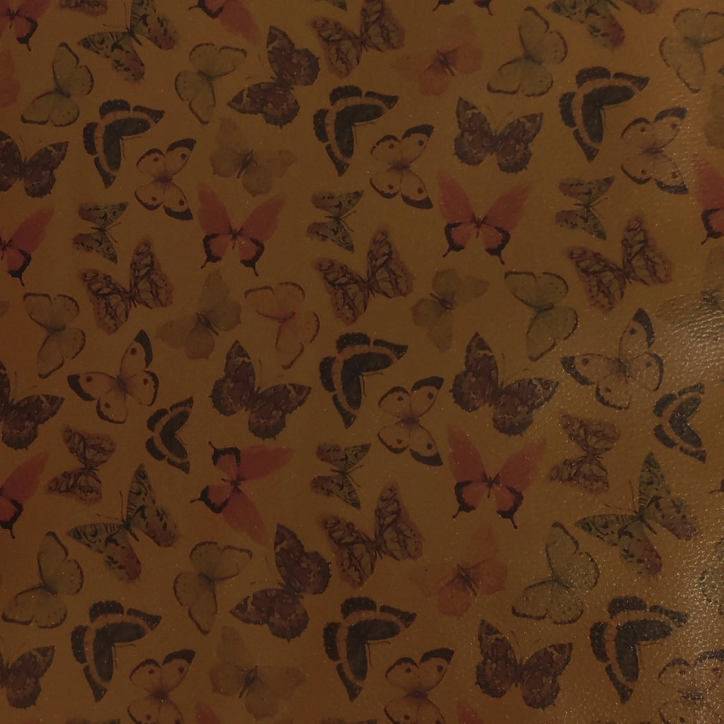 A-1127 PU Synthetic Leather Glitter Effect Butterflies Design Durable Fabric for Fashion Bags Shoes Sofas Outdoor Garment Use