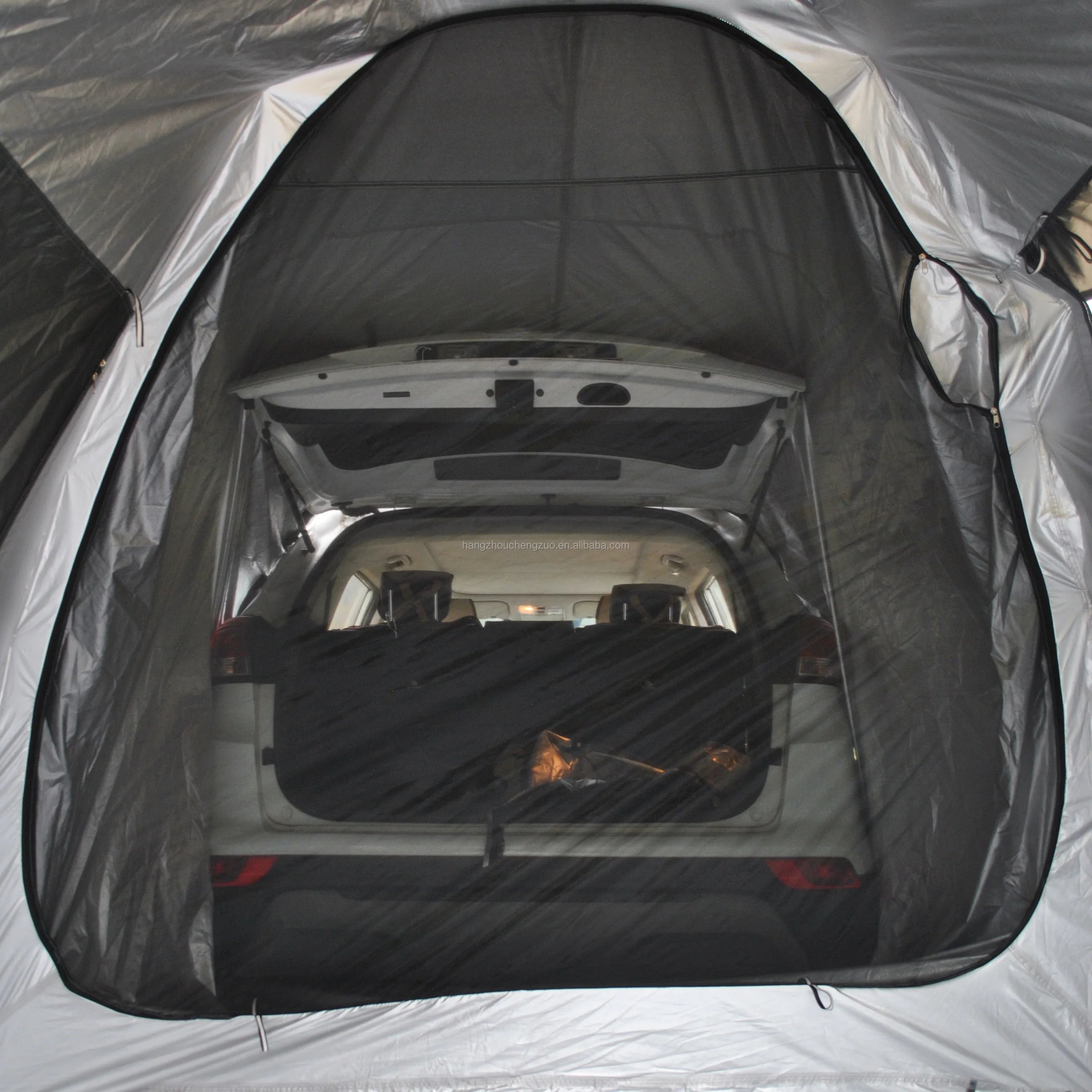 6-Person Size Car Rear Tent with Four Large Window Car Tailgate Tent Back SUV Tent with Large Awning, 6 Person Trunk Tent