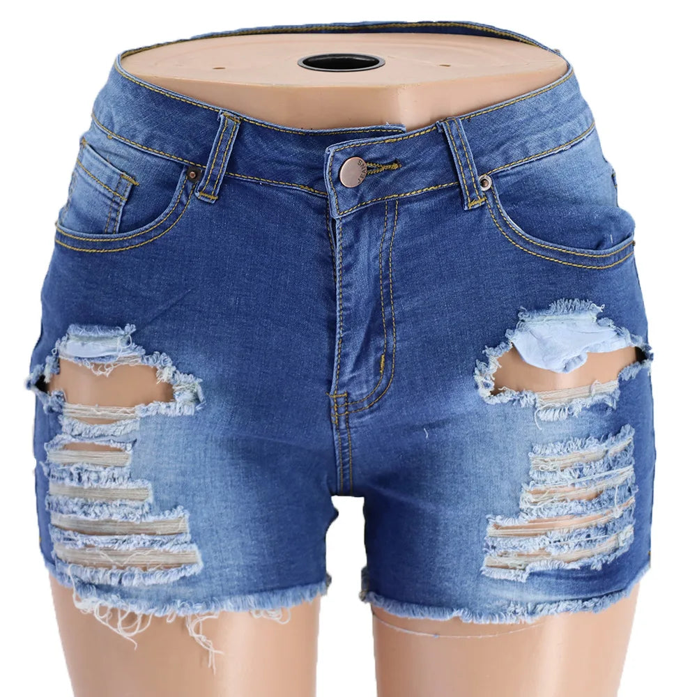 2020 New Arrival Summer Ripped Denim Shorts Fashion Slim Jeans Shorts High Quality Women Clothes 5 Color S-2XL