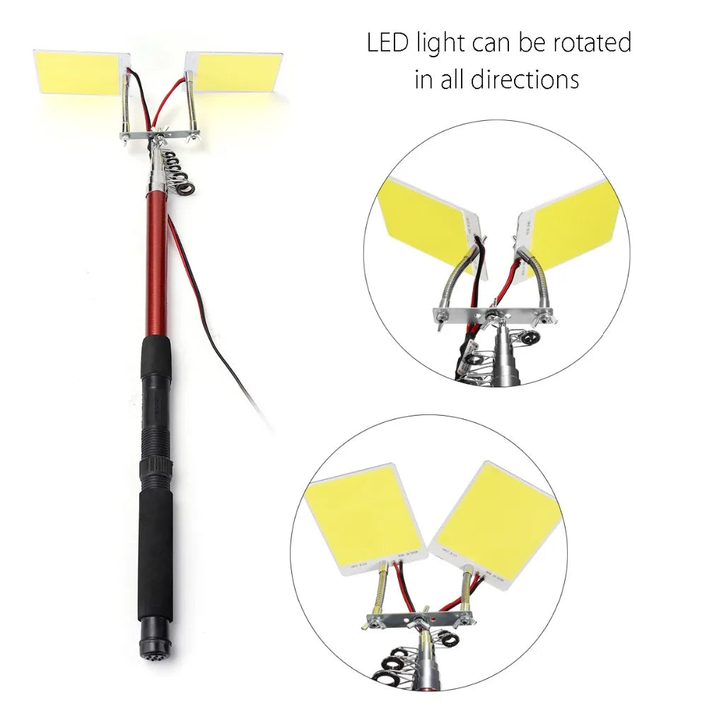 Cob 12V LED Camping Lights with 3.75 Meters Telescopic Fishing Pole Outdoor Lighting