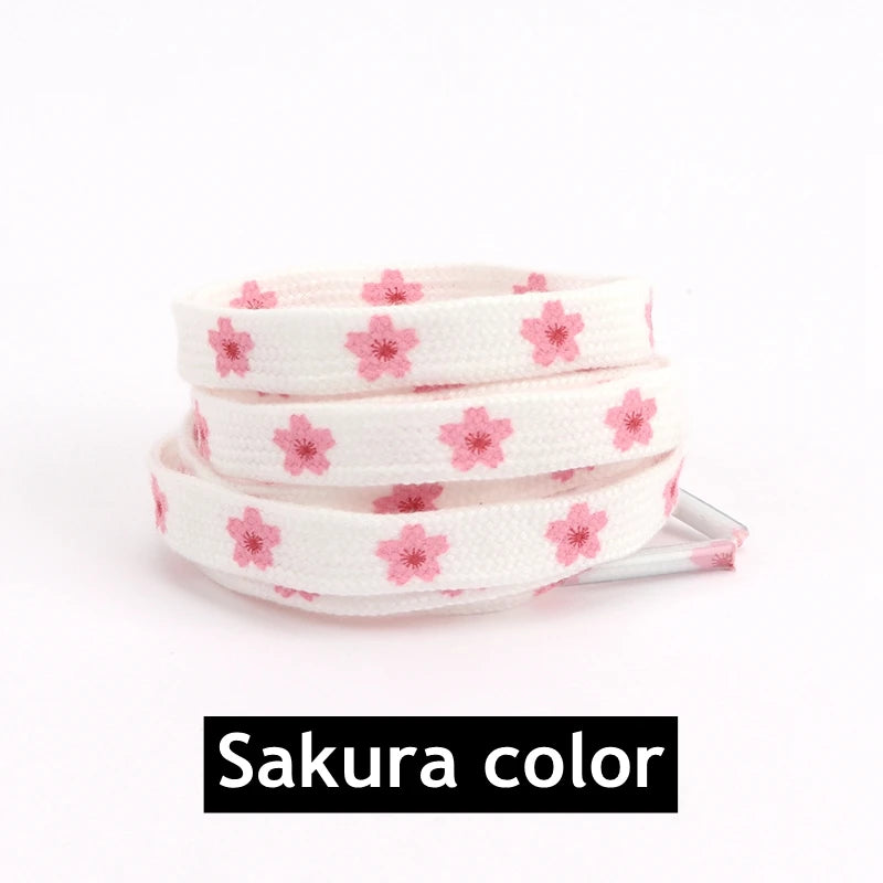 New Sakura Shoelaces Flat Little Daisies Shoe laces High-top Canvas Sneakers Shoelace AF1 Laces Shoe Strings 100/120/140/160CM