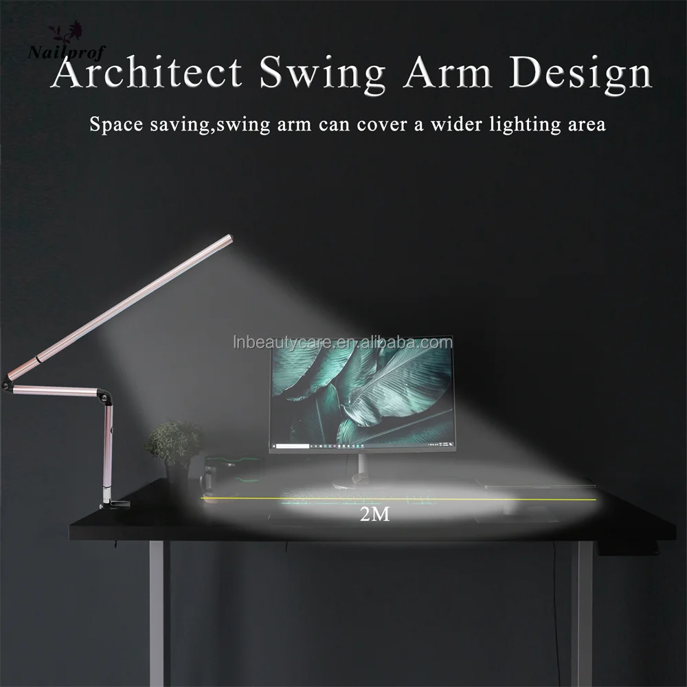 Modern Simple Electric Adjustable Foldable LED Touch Sensor Metal Office Desk Lamp Professional Manicure Swing Arm Lamp Nail