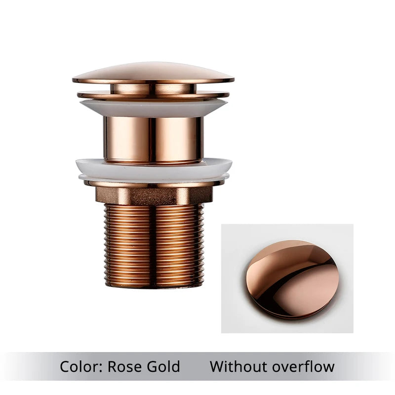 Bathroom Basin Gunmetal Pop-Up Drain Waste Stopper Sink Accessories Solid Support Round Bathtub Brass Flush Drain