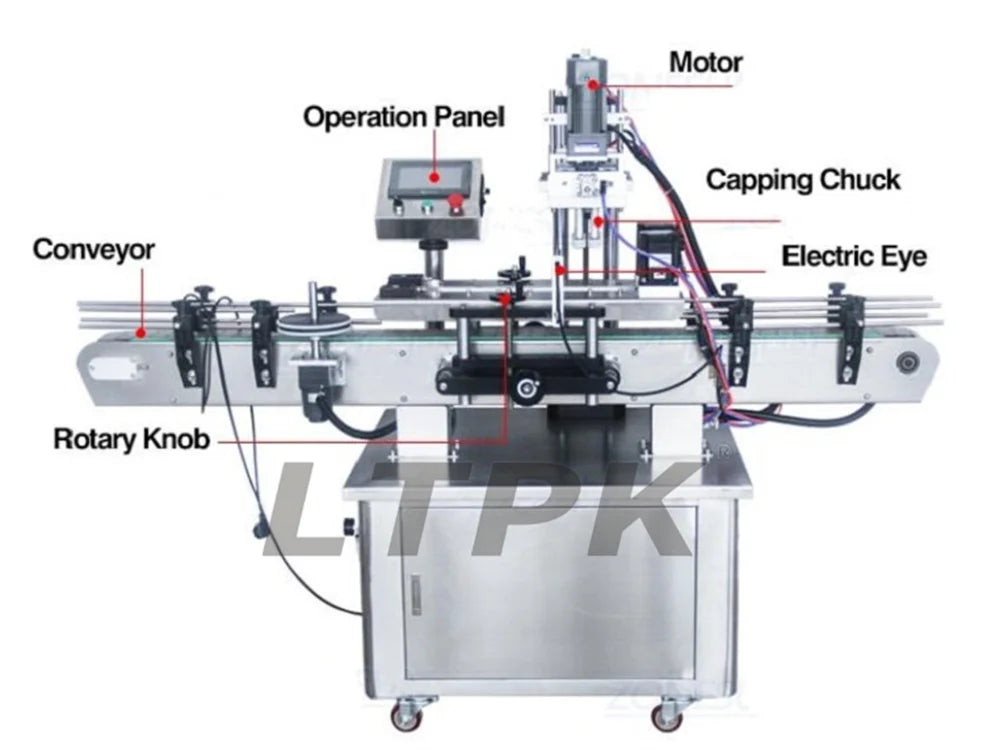 LT-SC440 Automatic Pneumatic Close PET Plastic Water Bottle Screw Plastic Perfume Jar Filling and Capping Sealing Machine