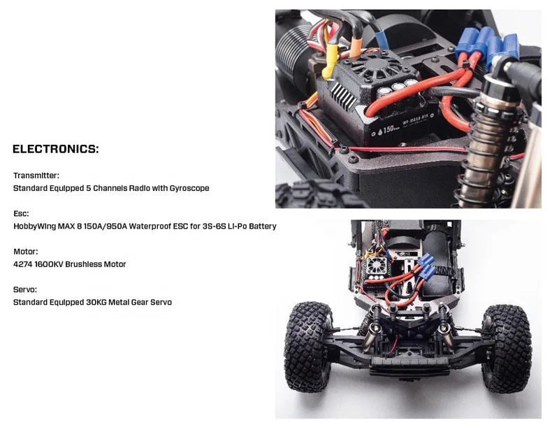 1:7 Scale YIKONG TB7 Trail Breaker 4WD Crawler Desert RC Truck 2.4G Remote 30KG Servo Independent Suspension Brushless Power