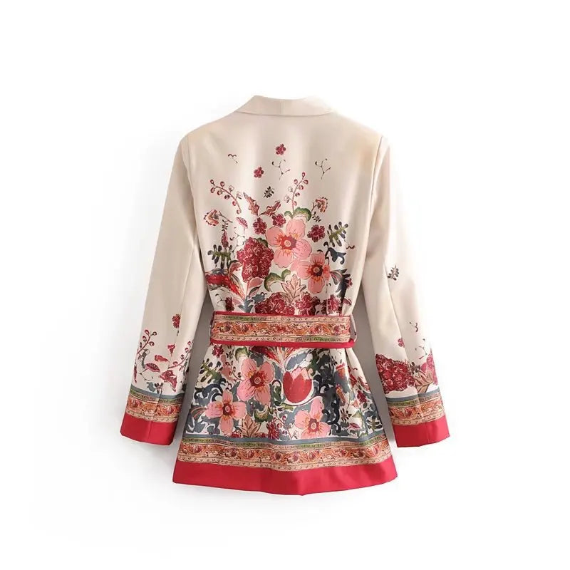 Wholesale 2026 European and American Spring New Style Belt Printed Casual Suit Coat Wide Leg Pants Women's Set