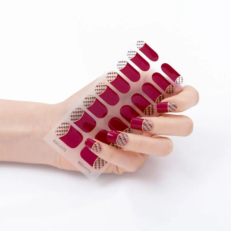 Hot Sale 16 Tips Solid Color Semi-Cured Gel Nail Stickers UV Light Durable Waterproof Long-Lasting Gel Nail Stickers Wholesale
