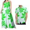 Custom on Demand Set of Couples Hawaiian Tropical Floral Big Size Shirt and Casual Women Halter Rompers Polynesian Couple Suit
