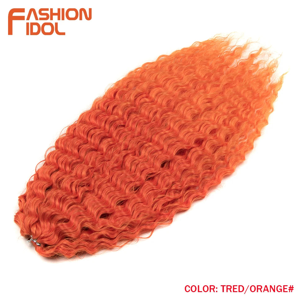 FASHION IDOL 24 Inch Ariel Hair Synthetic Crochet Curly Hair Water Wave Braid Hair Ombre Pink Deep Wave Braiding Hair Extensions