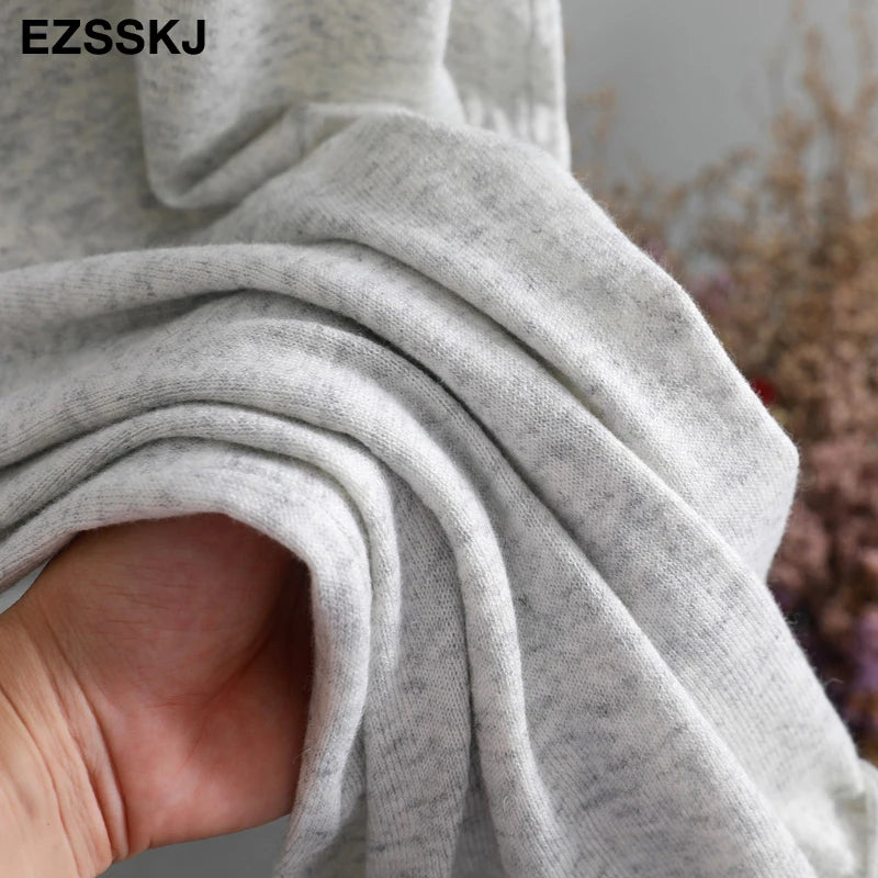 Ezsskj Spring summer 2020 Woman Knitted Tank Dress Casual Long Camisole Vest dress Women Loose  cashmere maix a-line dress