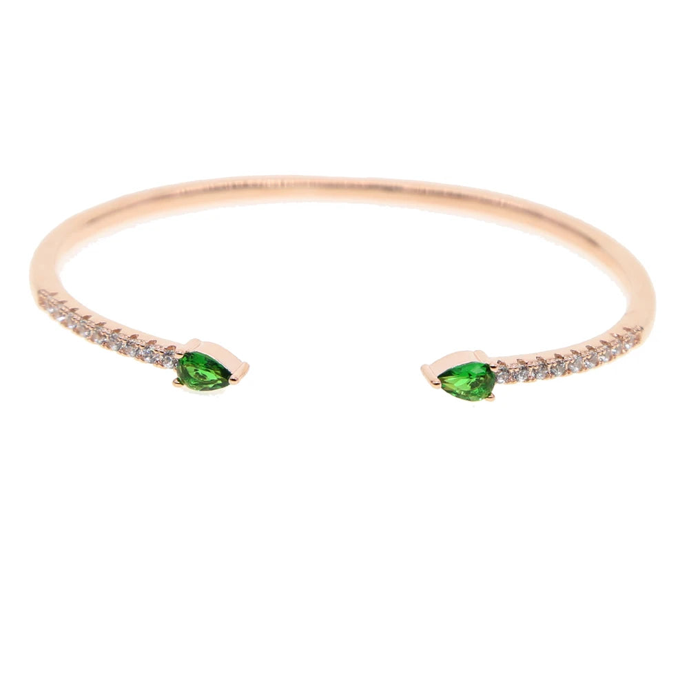2023 Latest Design White Red Cz Rose Gold Open Cuff Bangles Fashion Cubic Zirconia Bangle for Women Jewelry