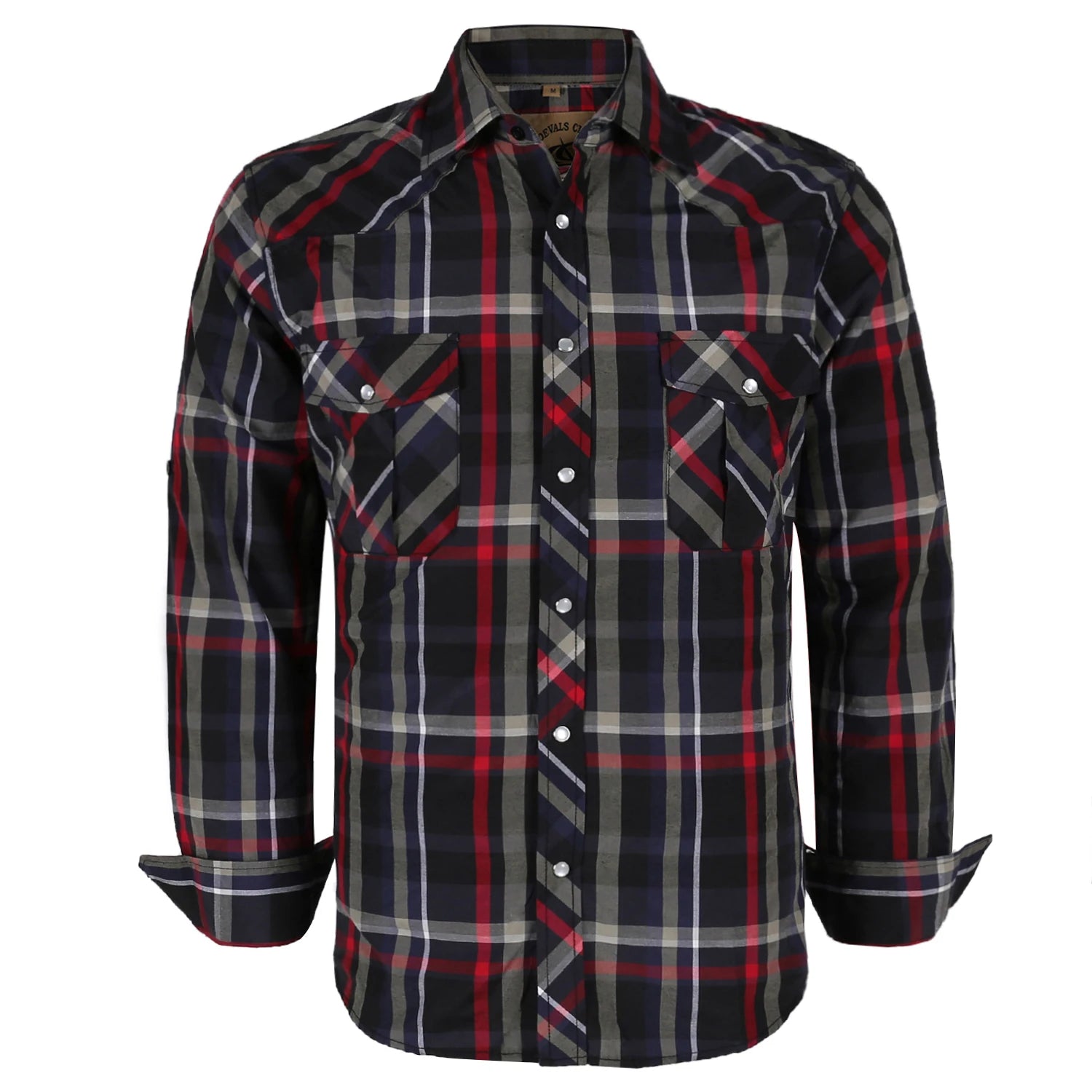 Men's Western Cowboy Long Sleeve Pearl Snap Casual Plaid Work Shirts