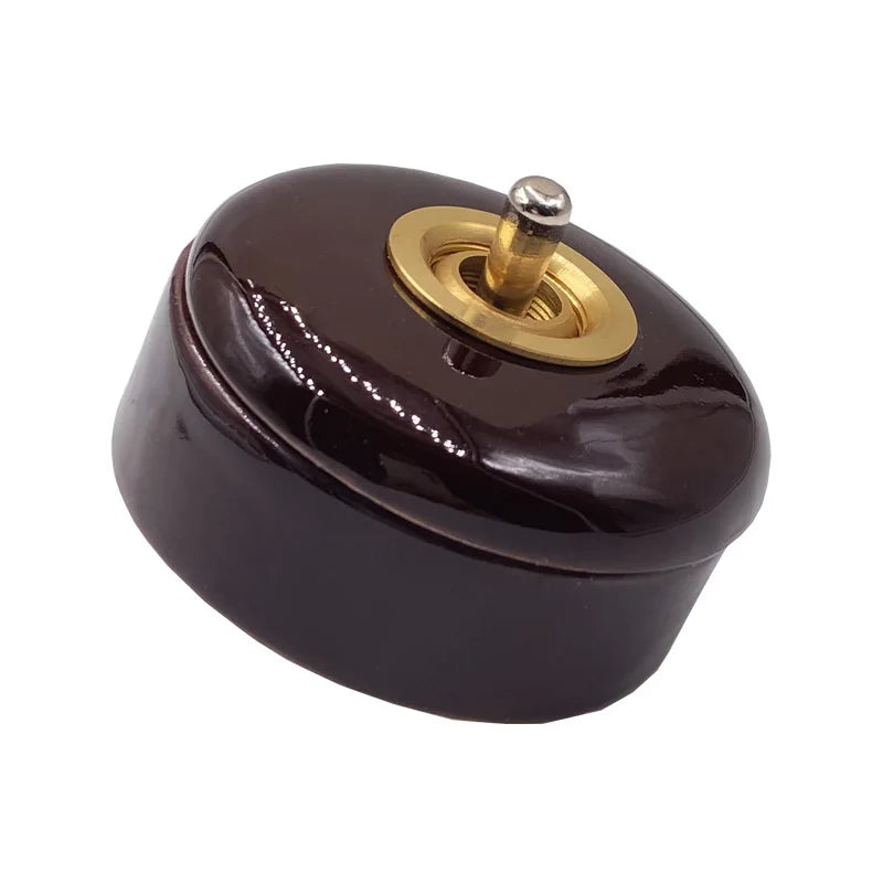 Home Improvement Round Ceramic Retro Toggle Switch 1 Ｗay 2 Way Control Wall Light Rocker Switch