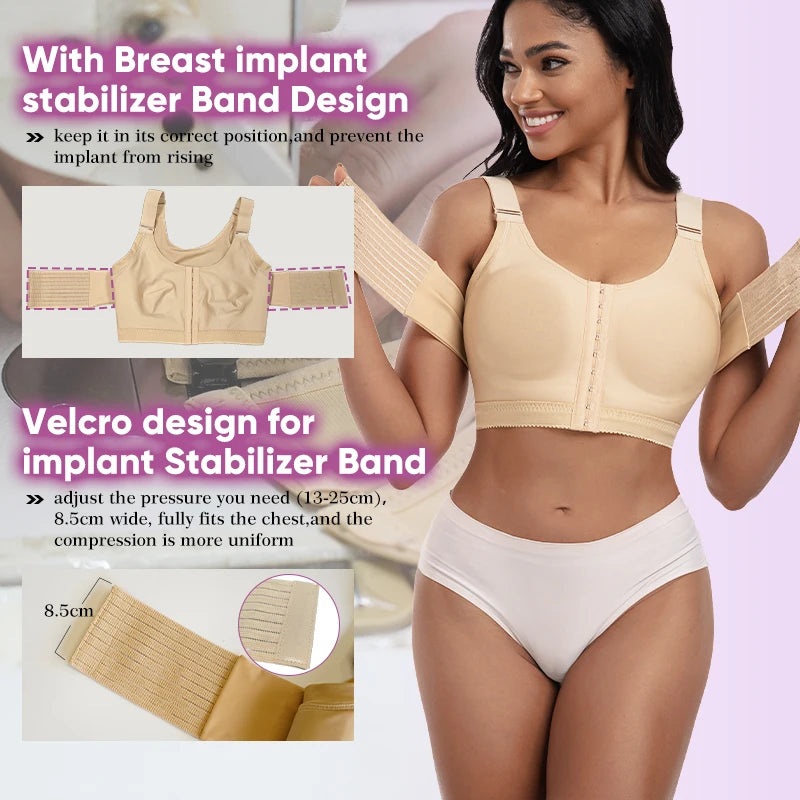 Professional Medical Breast Augmentation Post-op Shapewear Push up Faja Bra Tops with Breast Implant Stabilizer Band Design