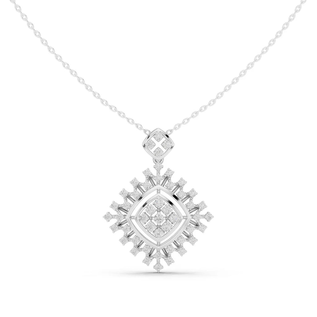 Silver Geometric Lab Grown Diamond Pendant Gold Plated Modern Sustainable Luxury Necklace for Women Engagement Wedding Party
