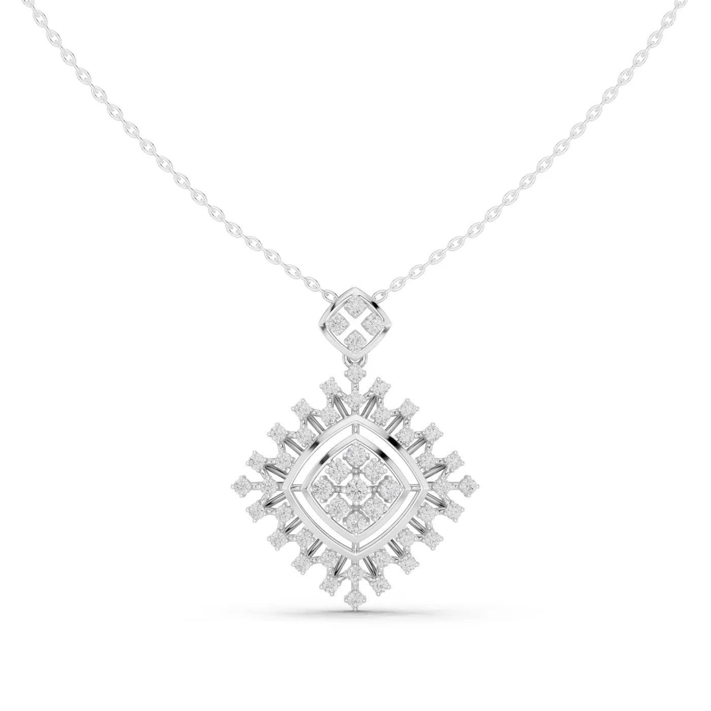 Silver Geometric Lab Grown Diamond Pendant Gold Plated Modern Sustainable Luxury Necklace for Women Engagement Wedding Party