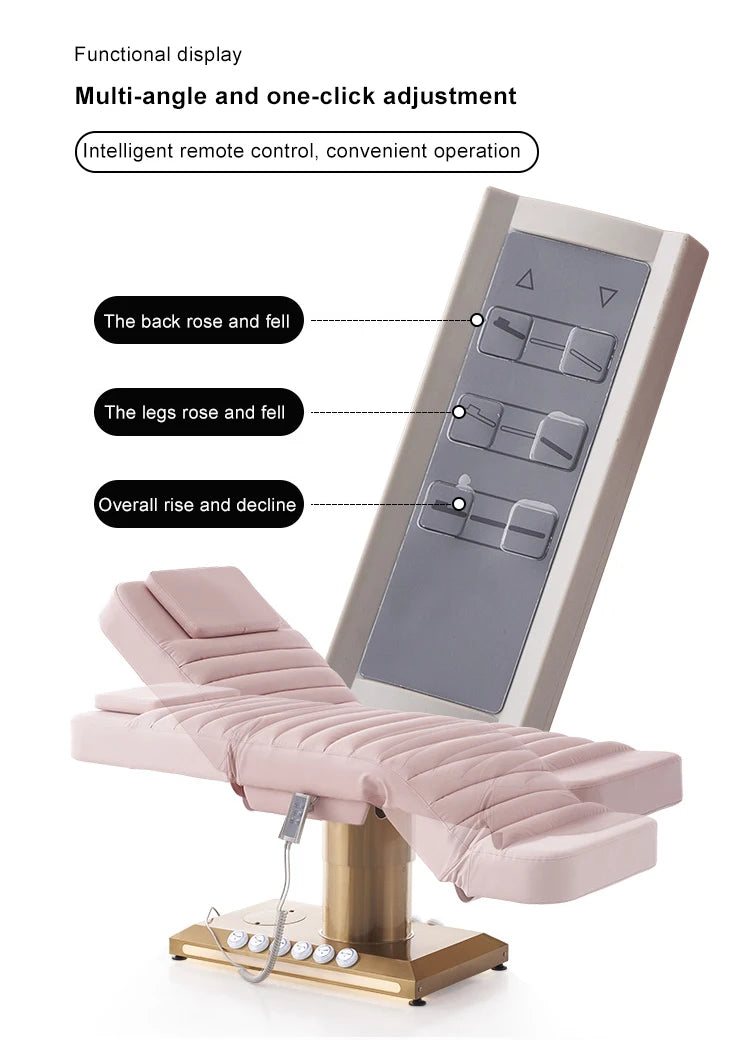 HICOMED Factory Supplier Luxury 3 Motor Electric Beauty Massage Bed for Eyelash Extensions Facials and Waxing Beauty Bed