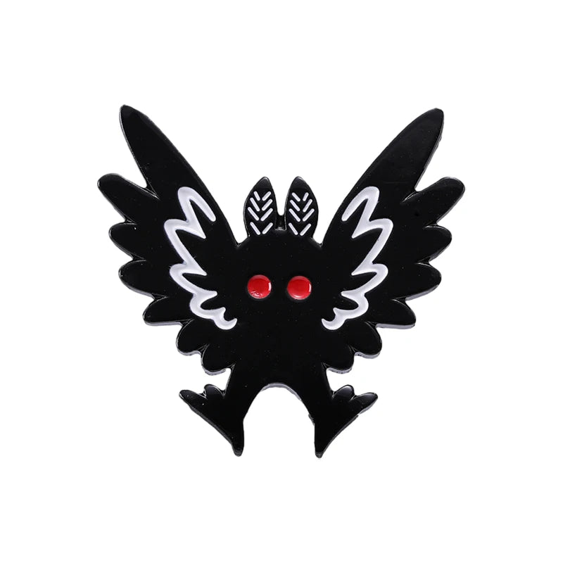 Punk Halloween Mothman Enamel Pin Brooch Lapel Badges Animals Moth Jewelry Gifts Women Girl Anime Custom Black Bird Accessories