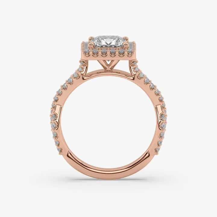 Certified IGI 14Kt Rhodium-Plated Platinum Lab Grown Diamond Halo Engagement Ring 2.81ct Romantic Ethnic Wedding Anniversary