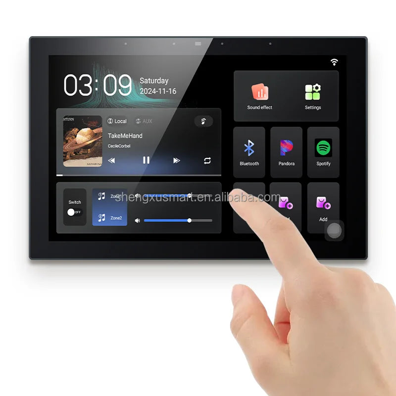 10 Inch Background Music Host Independent Music Playback in Two Zones Smart Control System Home Automation Wifi Wall Amplifier
