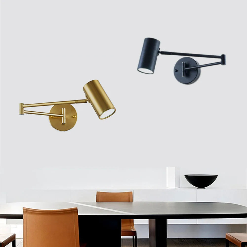 Modern Adjustable Swing Long Arm LED Wall Lamps Touch Sensor Internal Wall Washer Household Bedside Switch Decor Sconce Lights