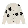 Women's Casual Cardigan New Fall V-Neck 3D Embroidered Floral Knit Sweater