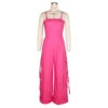 Women's Summer Sleeveless Jumpsuit with Wide Leg Multi-Pocket Strap Wrap Chest Design Breathable Casual Style for Parties