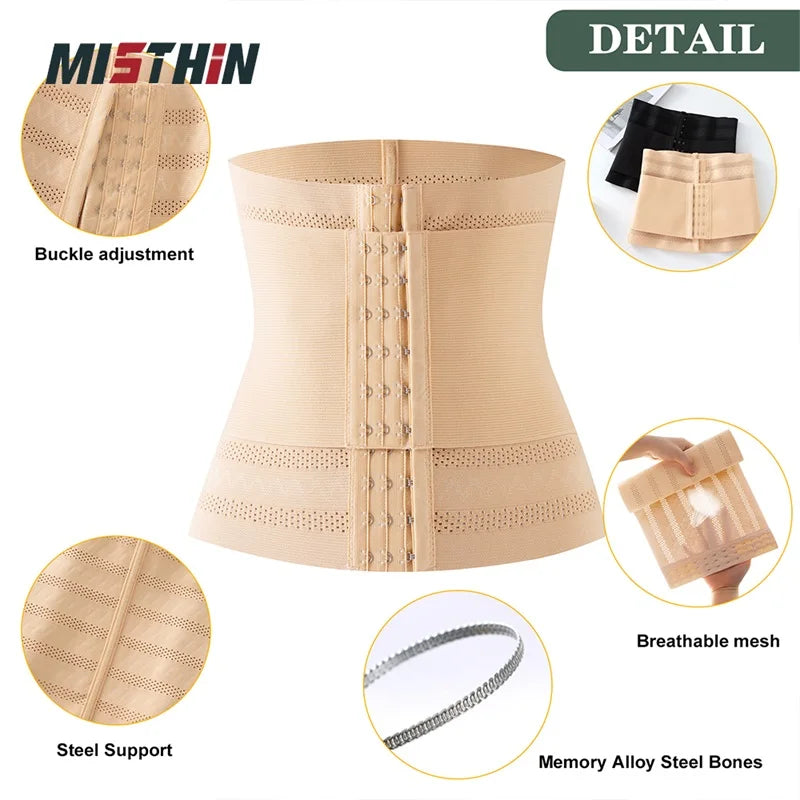 Plus Size Full Body Women Mesh Ventilate Double Belt Trimmer Wrap Corset Waist Trainer Shaperwear Tummy Control Shaper