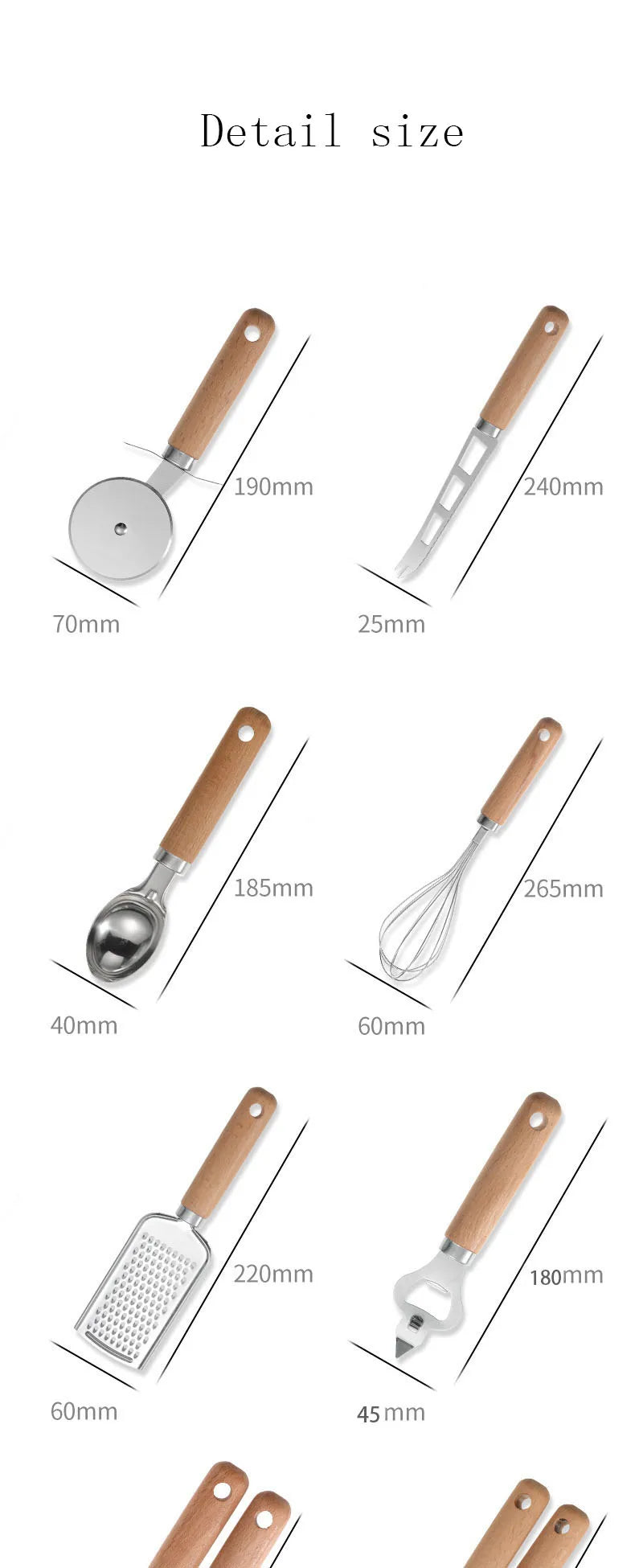 9 pcs Kitchen Gadgets & Kitchen Tool Gift Set Kitchen Tools and Gadget Set Stainless Steel Utensils set with Wood handle