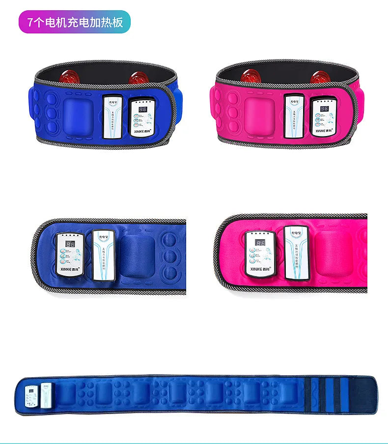 Rechargeable Powerful 7 Motors Heating Belly Fat Slimming Massage Belt Waist Lumbar Spine Support Abdominal Muscle Training Band