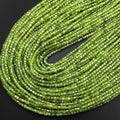 Great Gems Natural Green Peridot Micro Faceted 2mm Gemstone Ball Round Unisex Beads 15.5" Strand for Anniversary Wedding Casual
