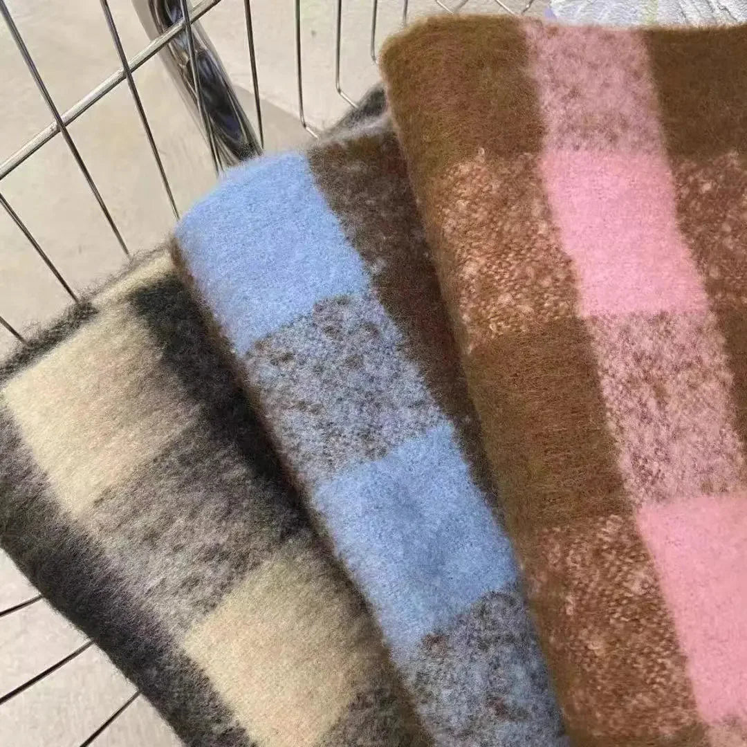 Women Plain 100% Cotton Winter Warm Scarf YARN DYED Knitted Scarves